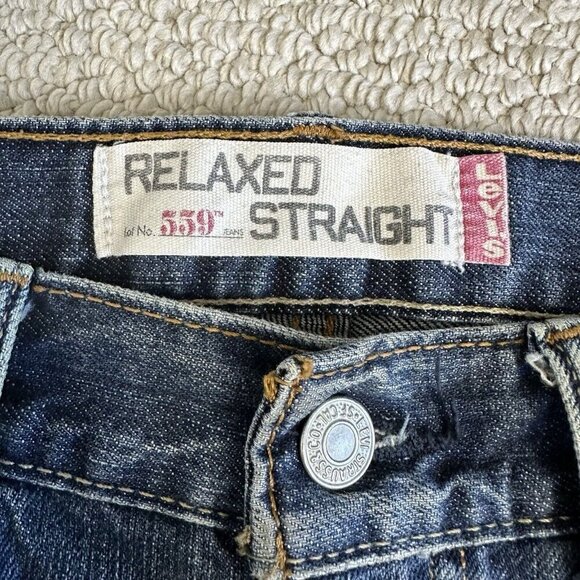 Levis 559 Jeans Blue Relaxed Straight 33x30 Baggy Cotton Medium Wash - Picture 7 of 11